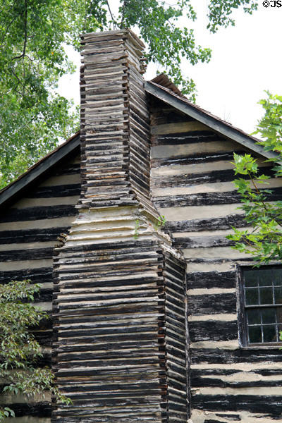 Newcom Tavern log chimney at Carillon Historical Park. Dayton, OH.