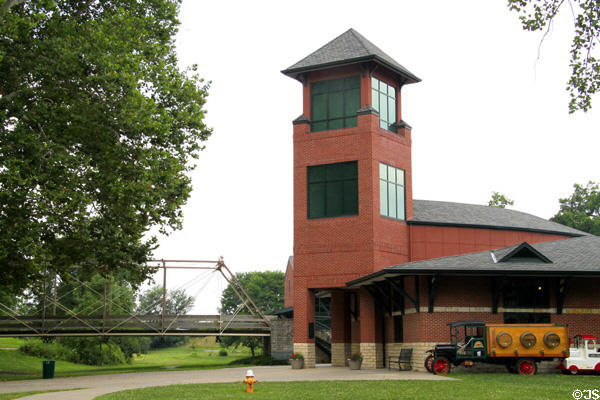 Tower of roundhouse transportation center (2000) at Carillon Historical Park. Dayton, OH.