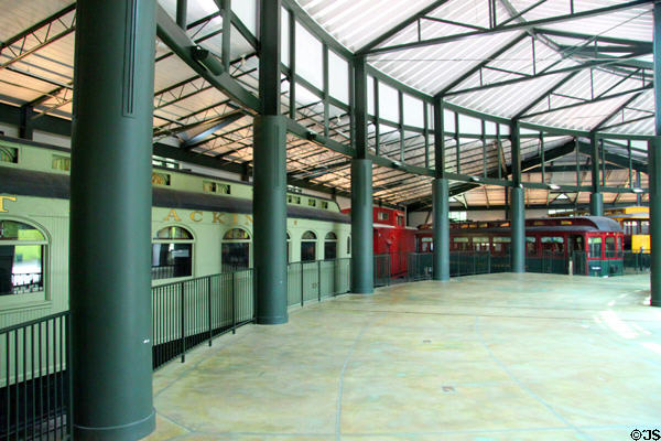 Interior of roundhouse transportation center (2000) at Carillon Historical Park. Dayton, OH.