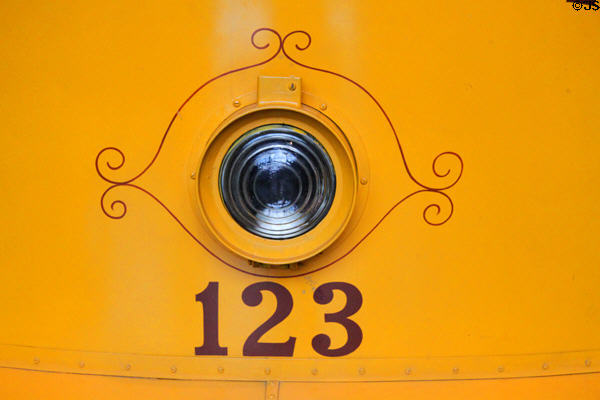 Headlight of City Railway trolley 123 at Carillon Historical Park. Dayton, OH.