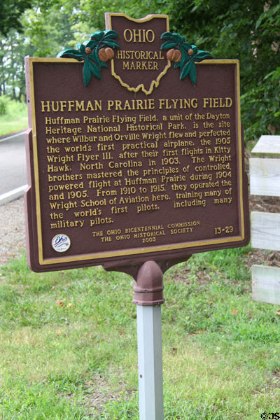 Historical marker at Huffman Prairie Flying Field. Dayton, OH.