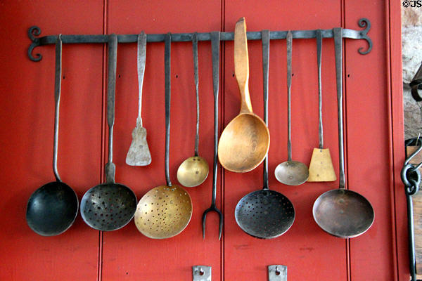 Collection of ladles in kitchen at Johnston Farm. Piqua, OH.