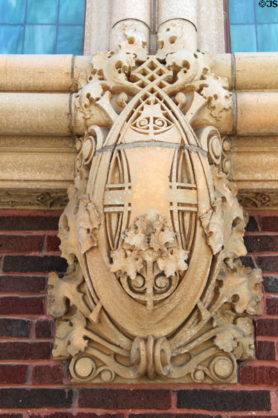 Celtic-style shield on Sullivan's People's Federal Savings & Loan Assn. Sidney, OH.