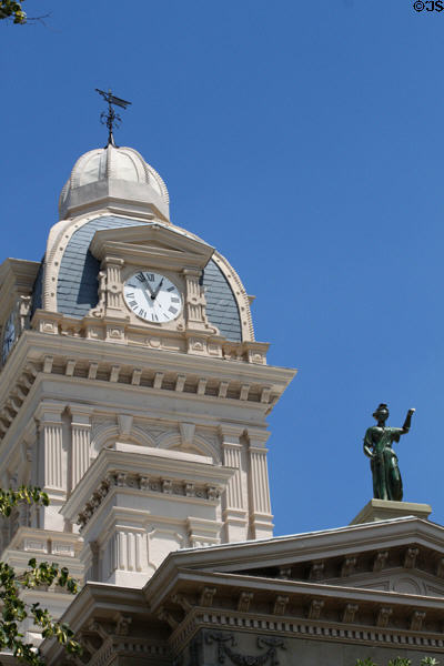 Lady Justice & weathervane atop Shelby County Courthouse. Sidney, OH.