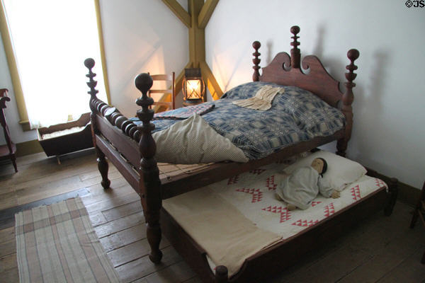 Bedroom with trundle bed above N.K. Whitney Store at Historic Kirtland Village. Kirtland, OH.