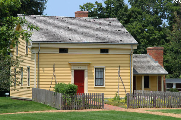 Whitney home (1830s) where Joseph Smith lived & held meetings, rebuilt at Historic Kirtland Village. Kirtland, OH.