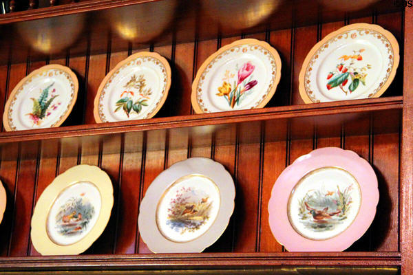 Painted plates on fireplace in dining room of James A. Garfield home. Mentor, OH.
