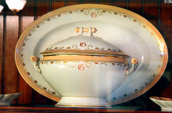 Garfield porcelain tureen & platter in dining room of James A. Garfield home. Mentor, OH.