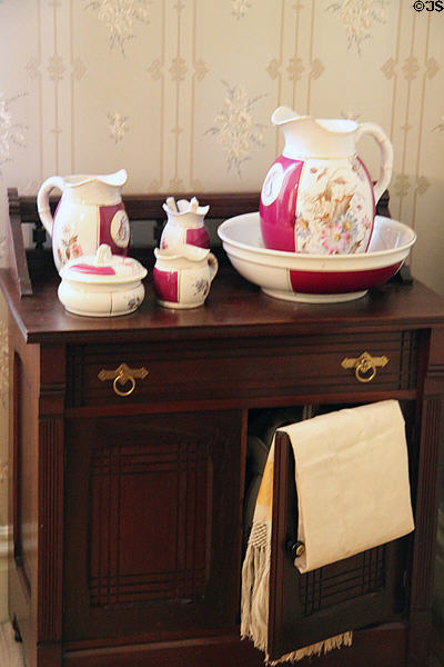 Porcelain wash set & stand in bedroom in James A. Garfield home. Mentor, OH.