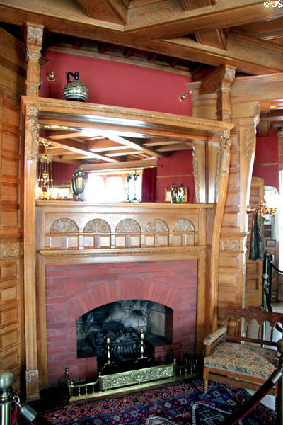 Fireplace in Garfield Presidential Library at Garfield home. Mentor, OH.