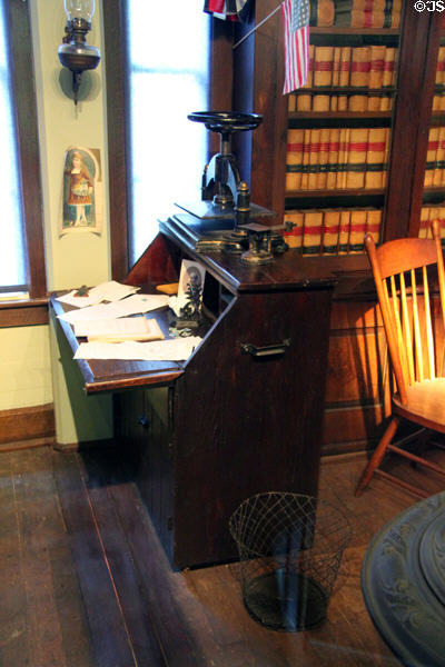 Copying press on drop front desk in campaign office at Garfield NHS. Mentor, OH.