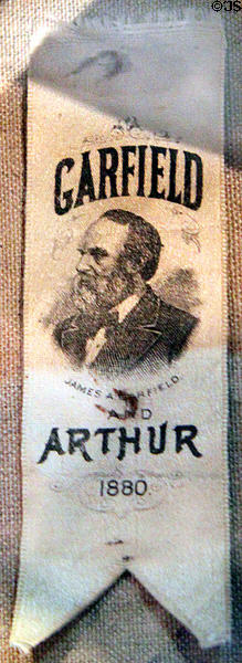 Garfield & Arthur presidential campaign ribbon (1880) at Garfield NHS. Mentor, OH.