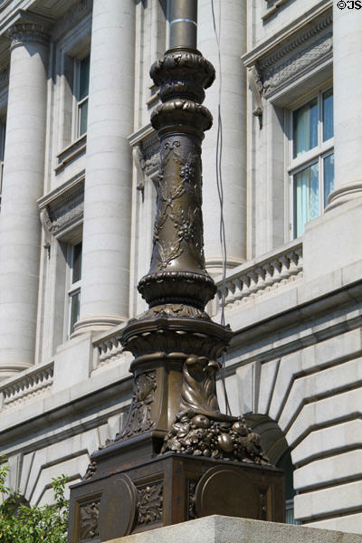 Bronze flagpole of Cleveland City Hall. Cleveland, OH.