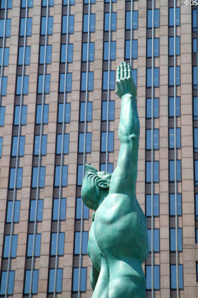Peace reaching for heaven on War Memorial Fountain. Cleveland, OH.