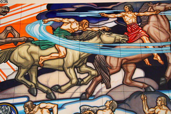 Detail of Man's Conquest of the Elemental Forces of Nature mural (1939) by J. Scott Williams & Daniel Boza at Cleveland History Center. Cleveland, OH.