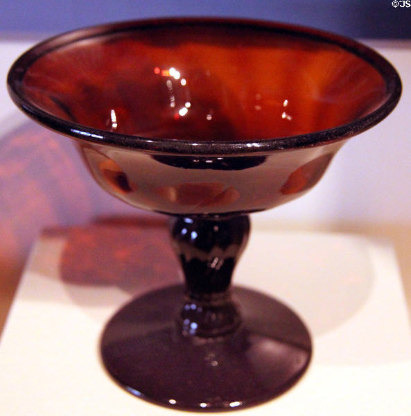 Red glass compote (1820-30) by Mantua Glass Co. of Ohio at Cleveland History Center. Cleveland, OH.