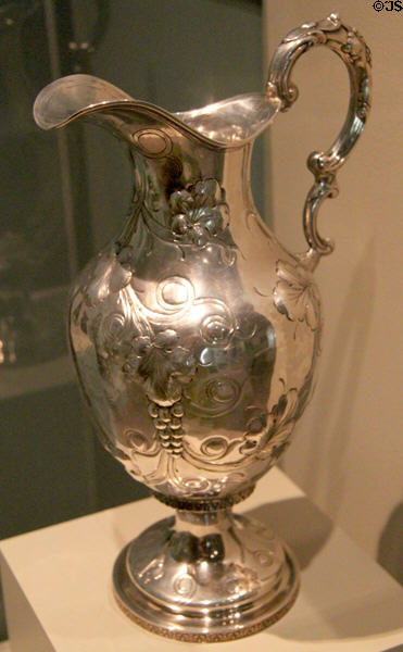 Silver Ohio State Fair Premium Ewer (1852) by Gorham Manuf. of Providence, RI at Cleveland History Center. Cleveland, OH.