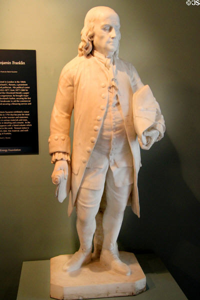 Statue of Benjamin Franklin (mid 19th C) after original by Francois Marie Suzanne of Paris at Cleveland History Center. Cleveland, OH.