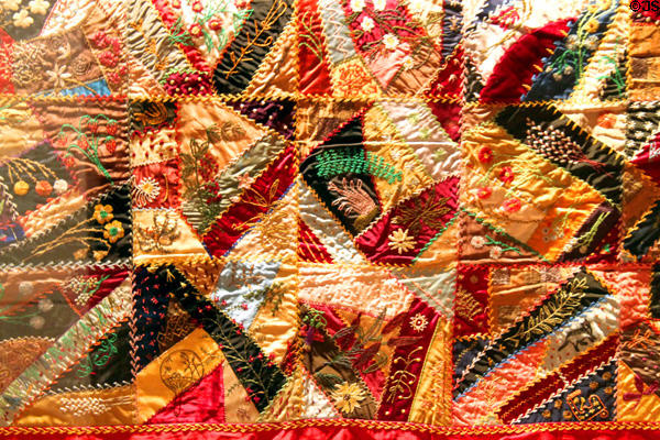 Crazy quilt (1883-92) from Ohio at Cleveland History Center. Cleveland, OH.