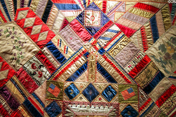 Presentation quilt (1897-1901) made by Daughters of the American Revolution as gift for President William McKinley at Cleveland History Center. Cleveland, OH.