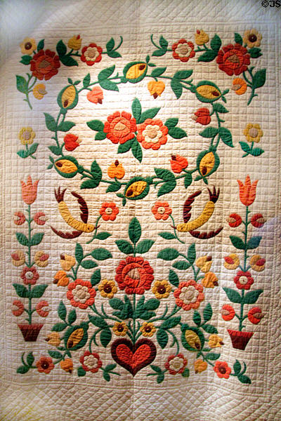 Applique quilt (c1948) by Beulah Fisher of Cleveland, Ohio at Cleveland History Center. Cleveland, OH.