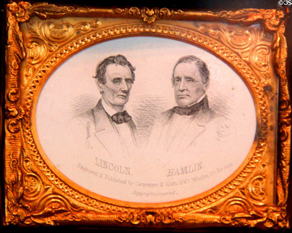 Lincoln-Hamlin campaign engraving (1860) by Carpenter & Allen of Boston at Cleveland History Center. Cleveland, OH.