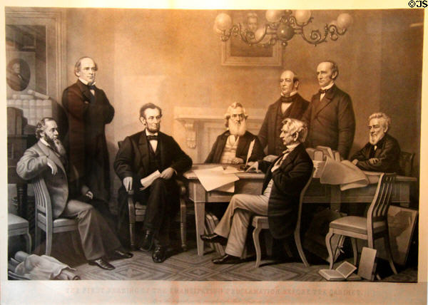 Graphic of the First Reading of the Emancipation Proclamation before the Cabinet at Cleveland History Center. Cleveland, OH.