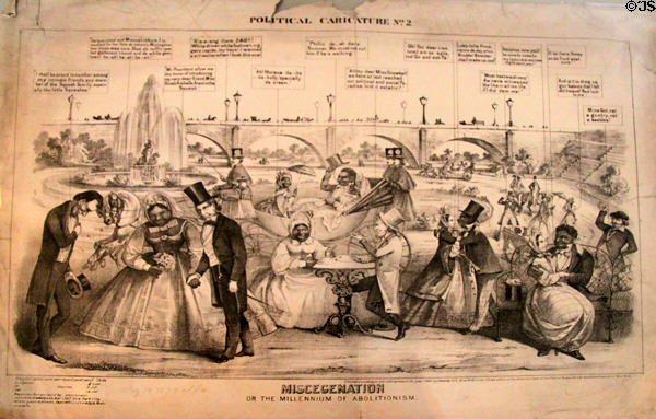 Political cartoon Miscegenation, or the Millennium of Abolitionism, from a British journal at Cleveland History Center. Cleveland, OH.