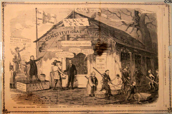 Political cartoon Our Slave Pen (1864) from New York Illustrated at Cleveland History Center. Cleveland, OH.