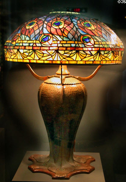 Peacock Lamp of Favrile glass (c1898-1906) by Tiffany Glass & Decorating Co. at Cleveland Museum of Art. Cleveland, OH.