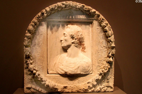 Marble portrait of Julius Caesar (c1455-60) by Mino da Fiesole in Garland limestone frame at Cleveland Museum of Art. Cleveland, OH.