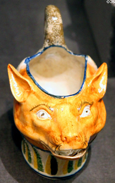 Fox head earthenware ewer (c1755) by Staffordshire of England at Cleveland Museum of Art. Cleveland, OH.
