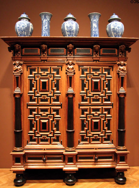 Oak, ebony & rosewood wardrobe (c1625-50) from Holland at Cleveland Museum of Art. Cleveland, OH.