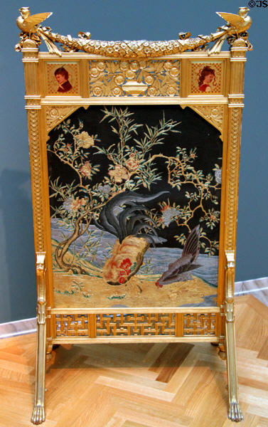 Firescreen with rooster & hen (1878-80) by Herter Brothers of New York at Cleveland Museum of Art. Cleveland, OH.