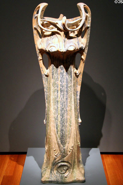 Stoneware fern stand with crystalline glaze (1903) by Hector Guimard for Sèvres Porcelain Factory of France at Cleveland Museum of Art. Cleveland, OH.