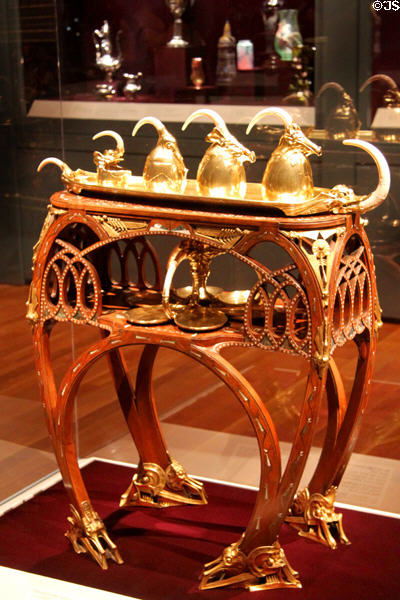 Coffee & tea service with stand (c1907) by Carlo Bugatti from France at Cleveland Museum of Art. Cleveland, OH.