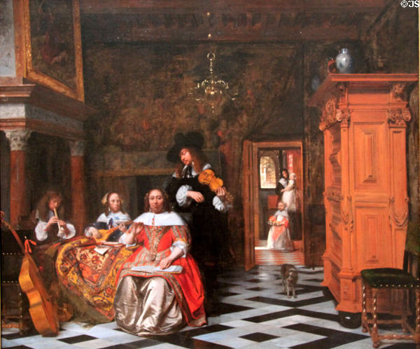 Portrait of a Family Playing Music (1663) by Pieter de Hooch at Cleveland Museum of Art. Cleveland, OH.