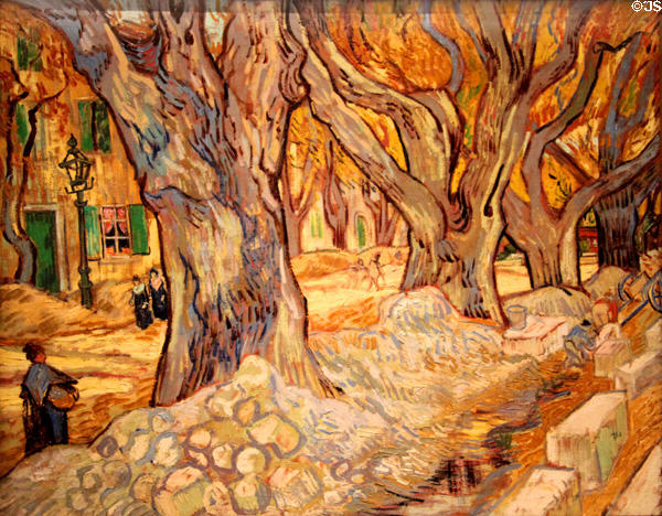 The Large Plane Trees (Road Menders at Saint-Rémy) (1889) by Vincent van Gogh at Cleveland Museum of Art. Cleveland, OH.