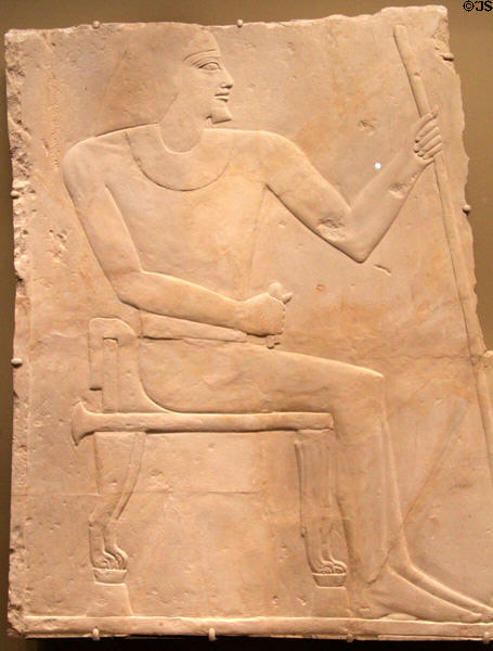 Relief of seated Nyankhnesut (2311-2281 BCE) Egyptian late Old Kingdom, Late Dynasty 6 from Saqqara at Cleveland Museum of Art. Cleveland, OH.