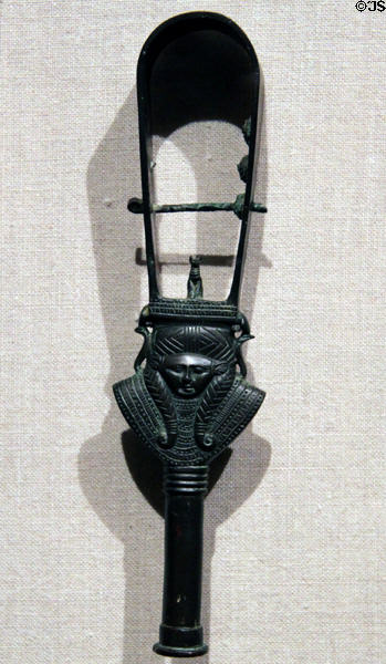 Arched sistrum rattle (380-343 BCE) Egyptian New Kingdom, Dynasty 30 at Cleveland Museum of Art. Cleveland, OH.
