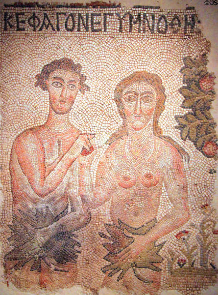 Byzantium floor mosaic of Adam & Eve (400-early 500s) at Cleveland Museum of Art. Cleveland, OH.