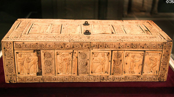 Byzantium ivory box with scenes of Adam & Eve (1000-1100s) from Constantinople at Cleveland Museum of Art. Cleveland, OH.