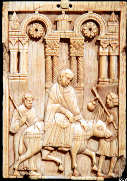 Italian ivory plaque of Journey to Bethlehem (1100-1120) from Amalfi at Cleveland Museum of Art. Cleveland, OH.