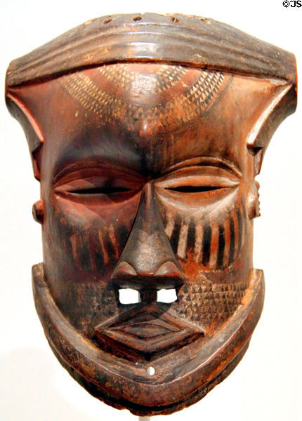 Kuba wooden helmet mask (late 1800s) from Central Africa, Congo at Cleveland Museum of Art. Cleveland, OH.