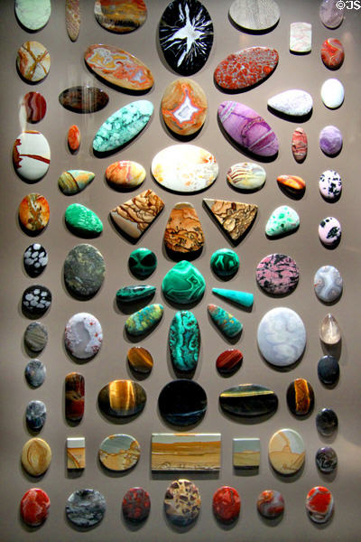 Gemstone cabochon collection at Cleveland Museum of Natural History. Cleveland, OH.