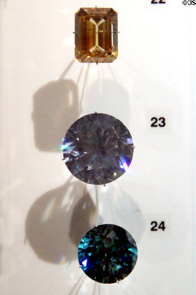 Faceted zircons at Cleveland Museum of Natural History. Cleveland, OH.