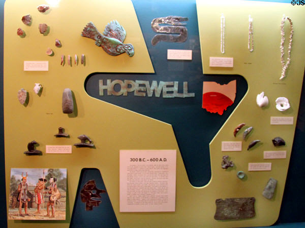 Hopewell culture artifacts (300 BCE-600 CE) at Cleveland Museum of Natural History. Cleveland, OH.