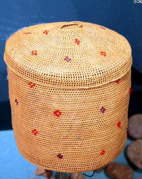Aleut covered basket (1800s) from Aleutian Islands at Cleveland Museum of Natural History. Cleveland, OH.