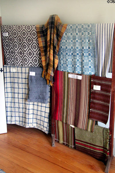 Weaving fabric samples in Jonathan Hale House at Hale Farm. Cleveland, OH.