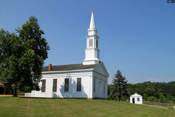 Baptist Meeting House (1852) moved from Streetsboro, OH to Hale Farm. Cleveland, OH. Style: Greek Revival.